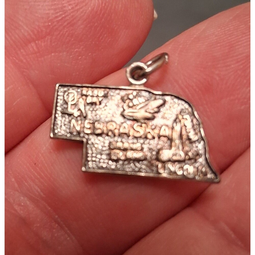 Vintage Nebraska State Dangle Charm Metal Travel Souvenir 1 Inch